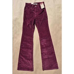 Levis 726 Flare High Rise Slim Corduroy Red Pants Jeans Womens 24x32 NEW